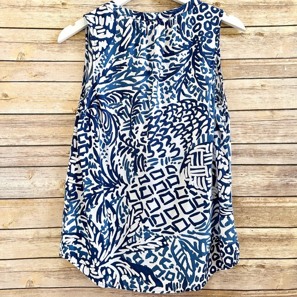 Lilly Pulitzer Stacey Top Women’s Size Small Blue White Sleeveless - Picture 2 of 4